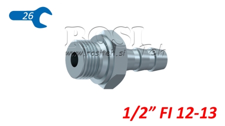 RACCORD MALE HYDRAULIQUE 1/2 POUR DURITE EN CAOUTCHOUC Φ 12-13