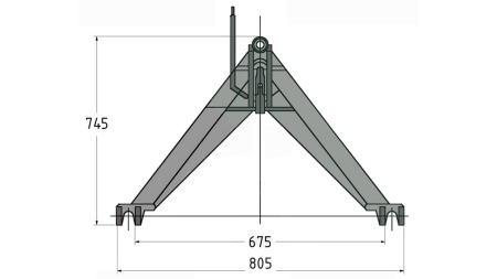 ČELNI TRIKOTNIK PREDNJE TRAKTORSKE HIDRAVLIKE KAT.1 745 mm-1200kg