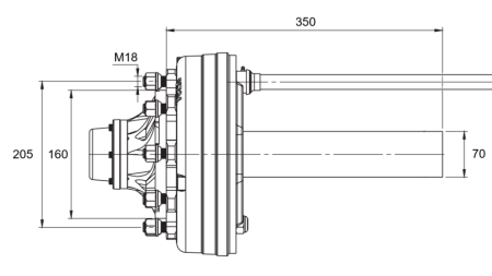 POOLTELG PIDURITEGA - 3600 kg (6 KRUVI) - 350 mm