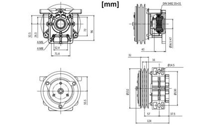 EL. MAGNETISK KOBLING 12V FOR PUMPE GR.2 dimensjoner