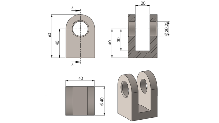 GAFFELFÄSTE FÖR KOLVSTÅNG 40MM - FI20