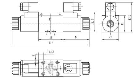 HÜDRAULILINE ELEKTROMAGNETILINE VENTIIL CETOP 3 12/24/230V N3_mõõtmed