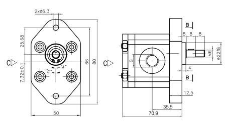 HYDRAULISCHE POMP 00C2X032 GR.0 - 2cc - RECHTS