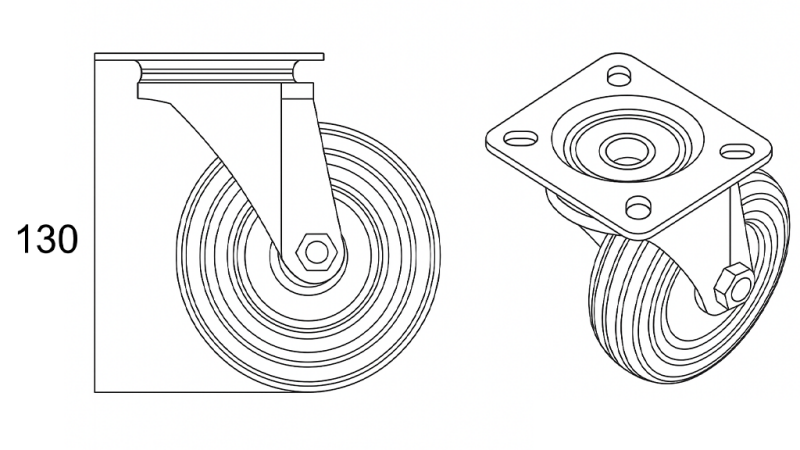 RATAS 100mm PÖÖRATAVAL ALUSEL