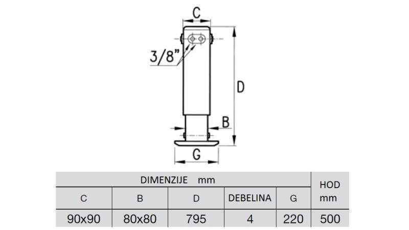 HIDRAVLIČNA NOGA DVOSMERNA 2,65 TON 500mm