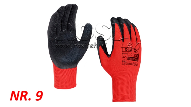 LATEX-BELAGDA HANDSKAR - STORLEK 9