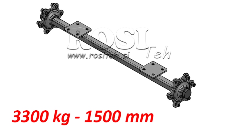 PÓTKOCSI TENGELY 3300 KG FÉK NÉLKÜL (1500 mm) felszerelési karimával