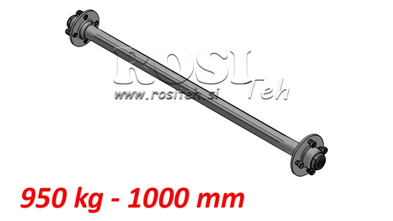 AŠIS PRIEKABAI 950KG BE STABDŽIŲ (1000 MM)