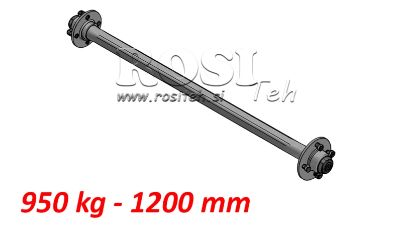 ASSE DEL RIMORCHIO 950kg SENZA FRENI (1200mm)
