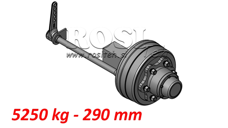 POLUOSOVINA S KOČNICAMA 5.250 KG L.290 MM