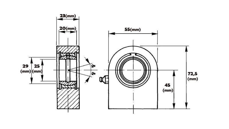 cojinete de soldadura plano con lubricación fi 25/55
