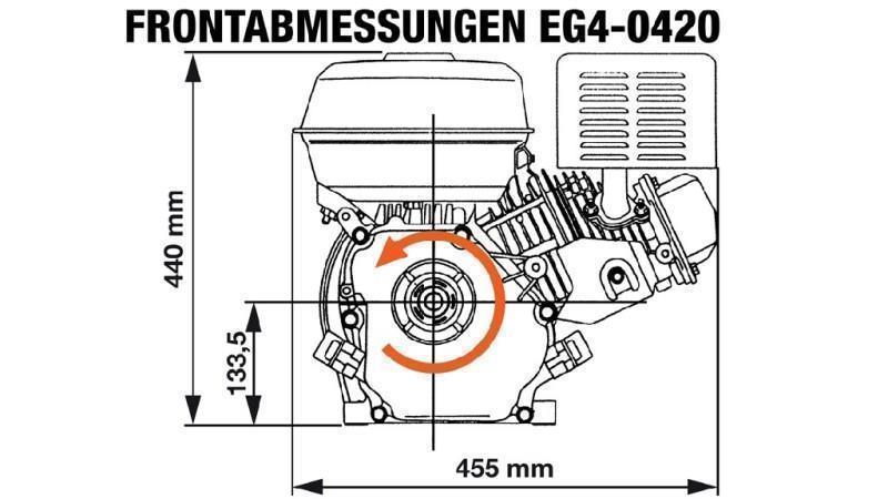 moteur à essence EG4-420cc-9.6kW-13.1HP-3,600 RPM-H-KW25x88.5-démarrage manuel