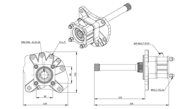 Rozmery HYDRAULICKÉHO ČERPADLA - MERCEDES AXOR 1