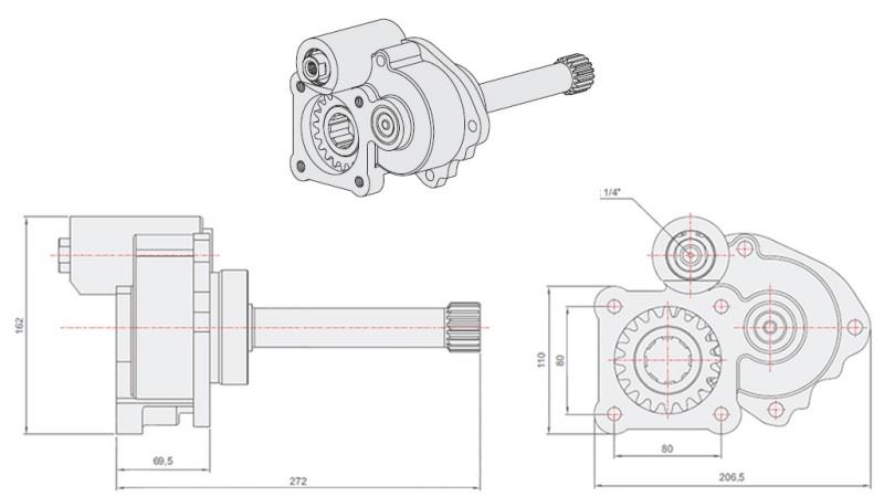 Tehniline joonis HÜDRAULILINE PUMP - MERCEDES G3/65-90 UNIMOG