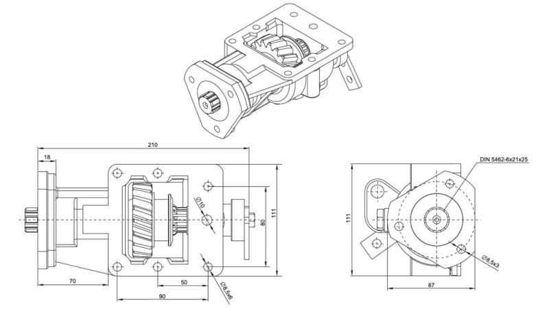 Dimensiones SALIDA PARA BOMBA HIDRÁULICA - IVECO 2826