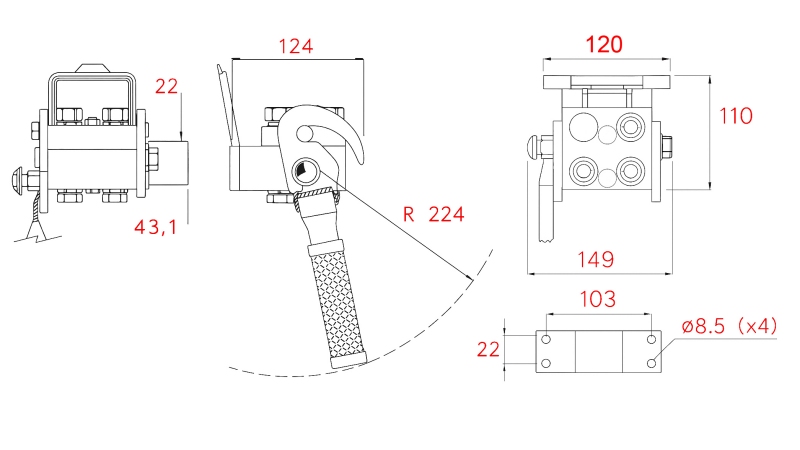 MULTI-FASTER KOPPLING 3-VÄGS BSP 1/4 FAST DEL (EN SPÄKEL)