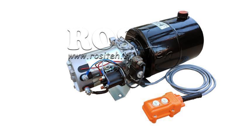 MINI HYDRAULISK AGGREGAT 24V DC - 2.2kW = 2.1cc - 8 lit - enkelt retningssamling (metal)