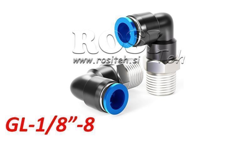 PNEUMATICKÝ ZÁSTRČKOVÝ ÚHELNÍK TPA S VLÁKNEM GL-018-8