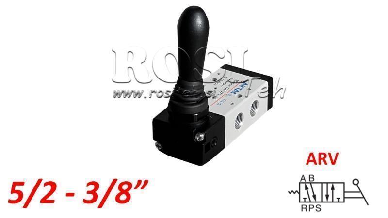 VÁLVULA MANUAL NEUMÁTICA 5/2 3/8 PRT-0852-ARV RETORNO CON RESORTE