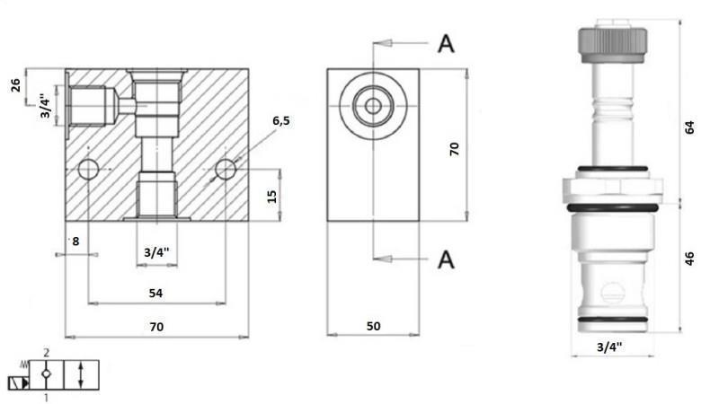 ΒΑΛΒΙΔΑ 2-ΔΡΟΜΩΝ 3/4 (NC) 12V - 150L - διάγραμμα