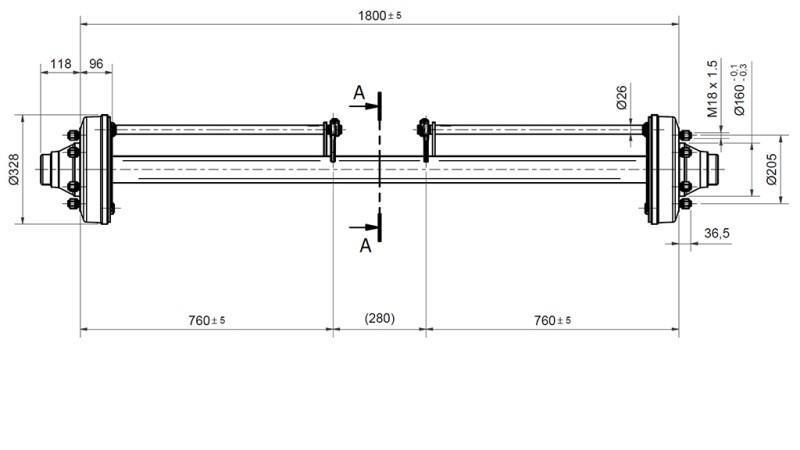 ΑΞΟΝΑΣ ΓΙΑ ΤΡΕΙΛΕΡ 7200 kg ΜΕ ΦΡΕΝΑ (1800 mm)