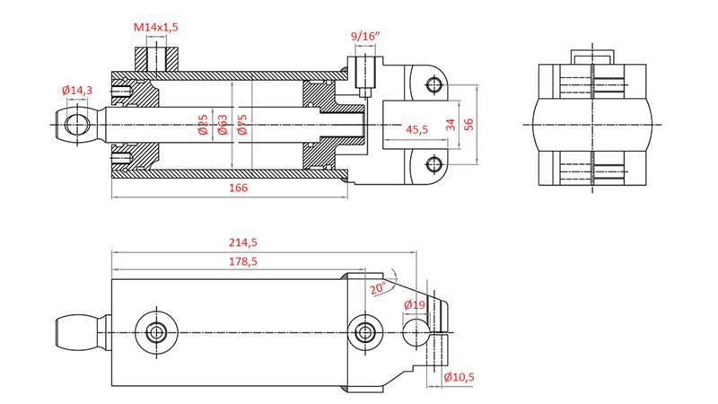 HYDRAULICKÝ ŘÍDÍCÍ CYLINDR MASSEY FERGUSON OEM-1605121M91, 1605121M92 532193M91, 3773711M91