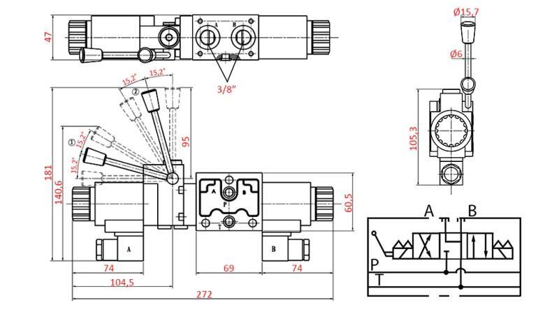 VÁLVULA HIDRÁULICA MANUAL Y ELECTROMAGNÉTICA YEAT-MONTADA 12V N6