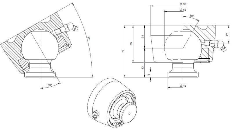BALL FOR TELESCOPIC CYLINDER Φ 55 MAX. 15 TON