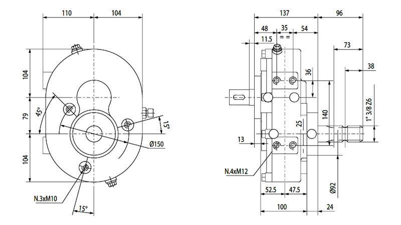 REDUCTOR INVERSIÓN A-3A 1:1 (30HP-22.1W)