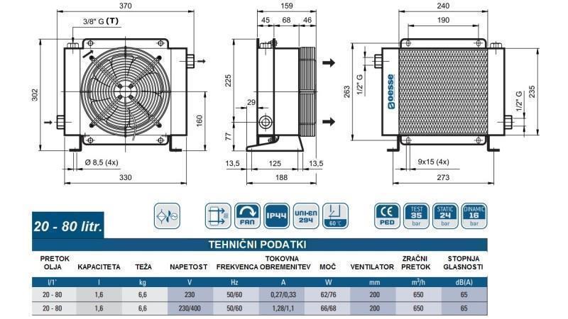 REFROIDISSEUR D'HUILE AC 230V HY01601 20-80 LIT