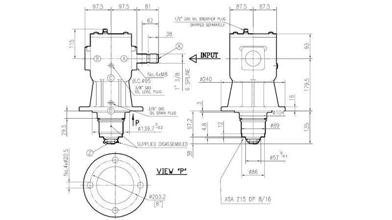 VINKEL REDUCER LF-140J 1:1.92 (60HP-44kW)
