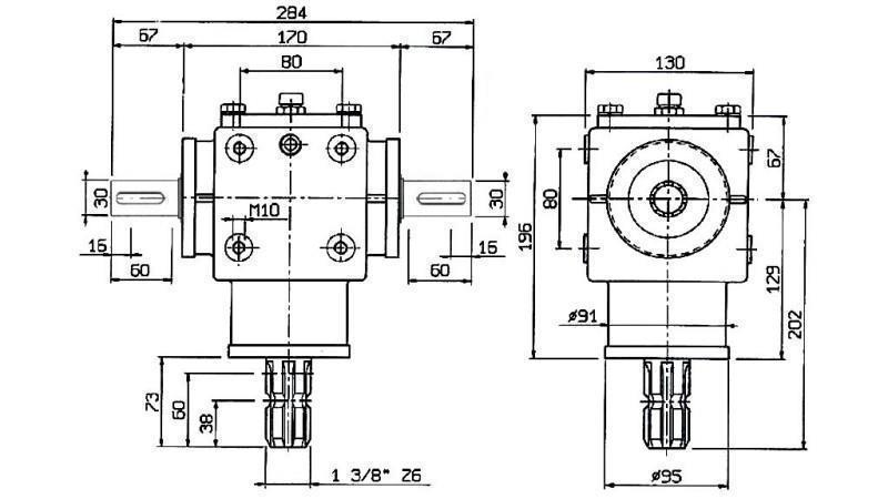 ÚHELNÝ PŘEVOD PTO-R20T 1:2 (25HP-18kW)