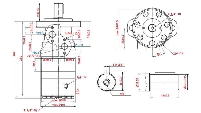 HYDROMOTOR B/MR 400 - MED BREMSER