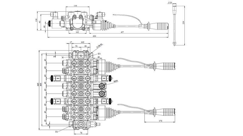 HIDRAULIKUS SZELEP HIAB 8xPC70 2x JOYSTICK - ELEKTROMOS VEZÉRLÉS 12V