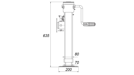 GEWINDE STØTTEBEN MED FLANGE 380mm - 4.000kg