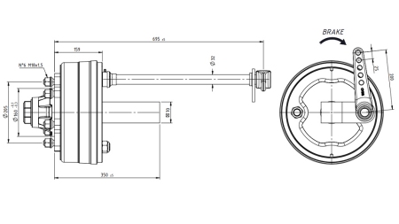 NÁPRAVA S BRZDAMI 3 600 kg L.250 mm