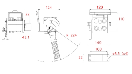 MULTI-FASTER KOPPLING 3-VÄGS BSP 1/4 FAST DEL (EN SPÄKEL)