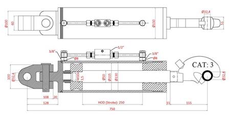 HYDRAULISK TRÆKKER SPECIAL - 4. KLASSE 115/50-250 (90-250HK)(32.4mm)