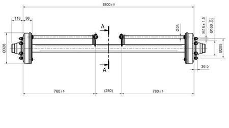 ΑΞΟΝΑΣ ΓΙΑ ΤΡΕΙΛΕΡ 7200 kg ΜΕ ΦΡΕΝΑ (1800 mm)
