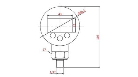 DIGITAL MANOMETER DN63 VERTIKAL 0 - 600 BAR - 1/4