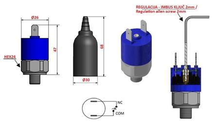 INTERRUPTOR DE PRESIÓN HIDRÁULICA K4 - NC 0.2-2.5 BAR (MÁX.25BAR)