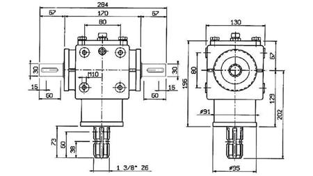 ÚHELNÝ PŘEVOD PTO-R20T 1:2 (25HP-18kW)