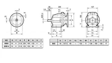 ERC02 REDUKTOR PRE ELEKTRICKÝ MOTOR MS80 (1.1-1.5kW) POMER 24:1