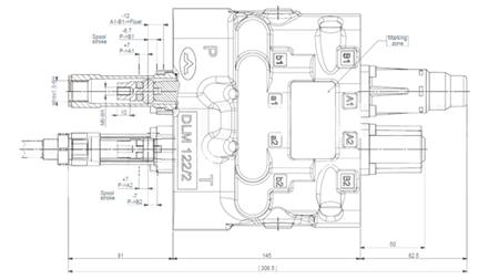 HYDRAULISK KONTROL VENTIL DLM-122/2 2XP80 L/MIN LASTFØLSOM MED FLYDE FUNKTION