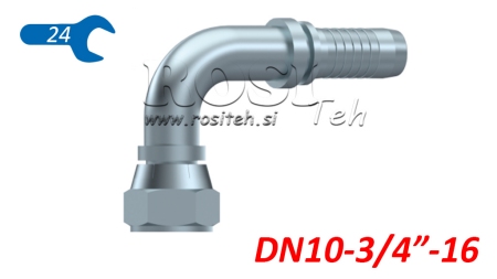 HÜDRAULINE ÜHENDUS DKJ JIC74° NAINE ELBOW 90° DN10-3/4-16