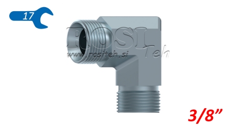 HÜDRAULIK NURK 90° BSP LÜHIKE MEES-MEES 3/8