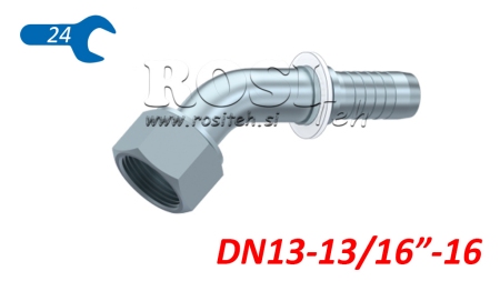 HÜDRAULINE ÜHENDUS DKORFS NAINE KÜLV 45° DN13-13/16-16