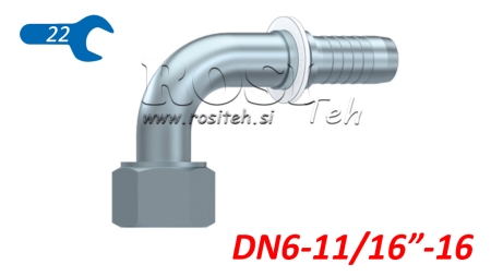 HYDRAULISK ANSLUTNING DKORFS HON ELBOW 90° DN6-11/16-16