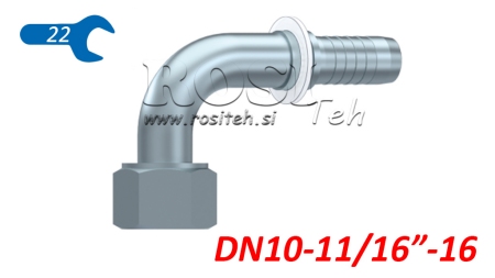 HYDRAULISK ANSLUTNING DKORFS HONA VINKEL 90° DN10-11/16-16