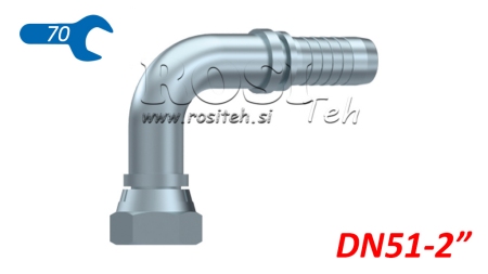 HÜDRAULINE ÜHENDUS BSP NAINE KURV 90° DN51-2